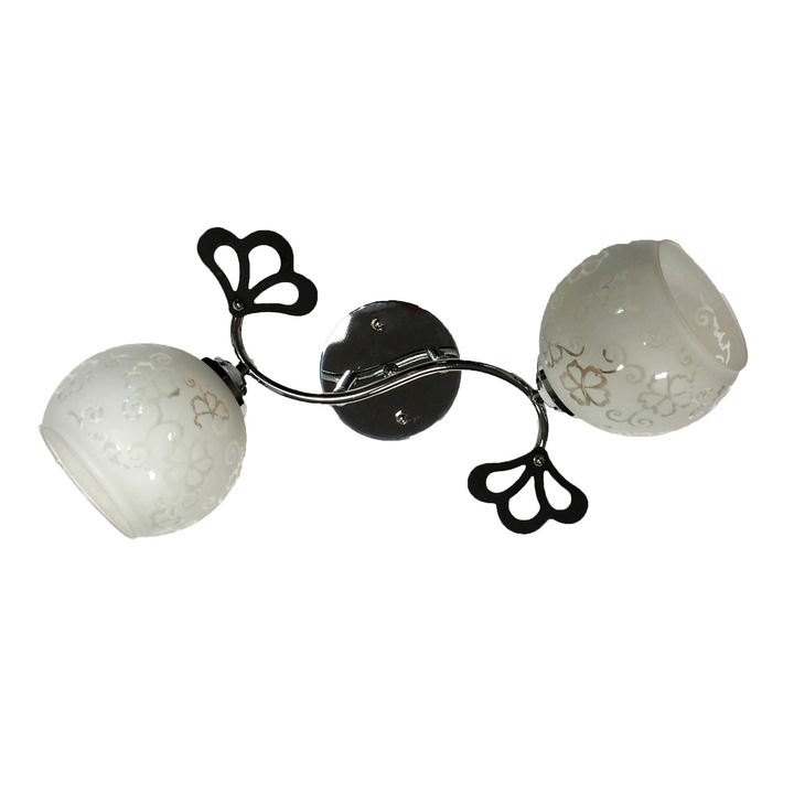 Candelabru Nikom NG 6206-2, E27, 2x40 W, 220V, alb, crom