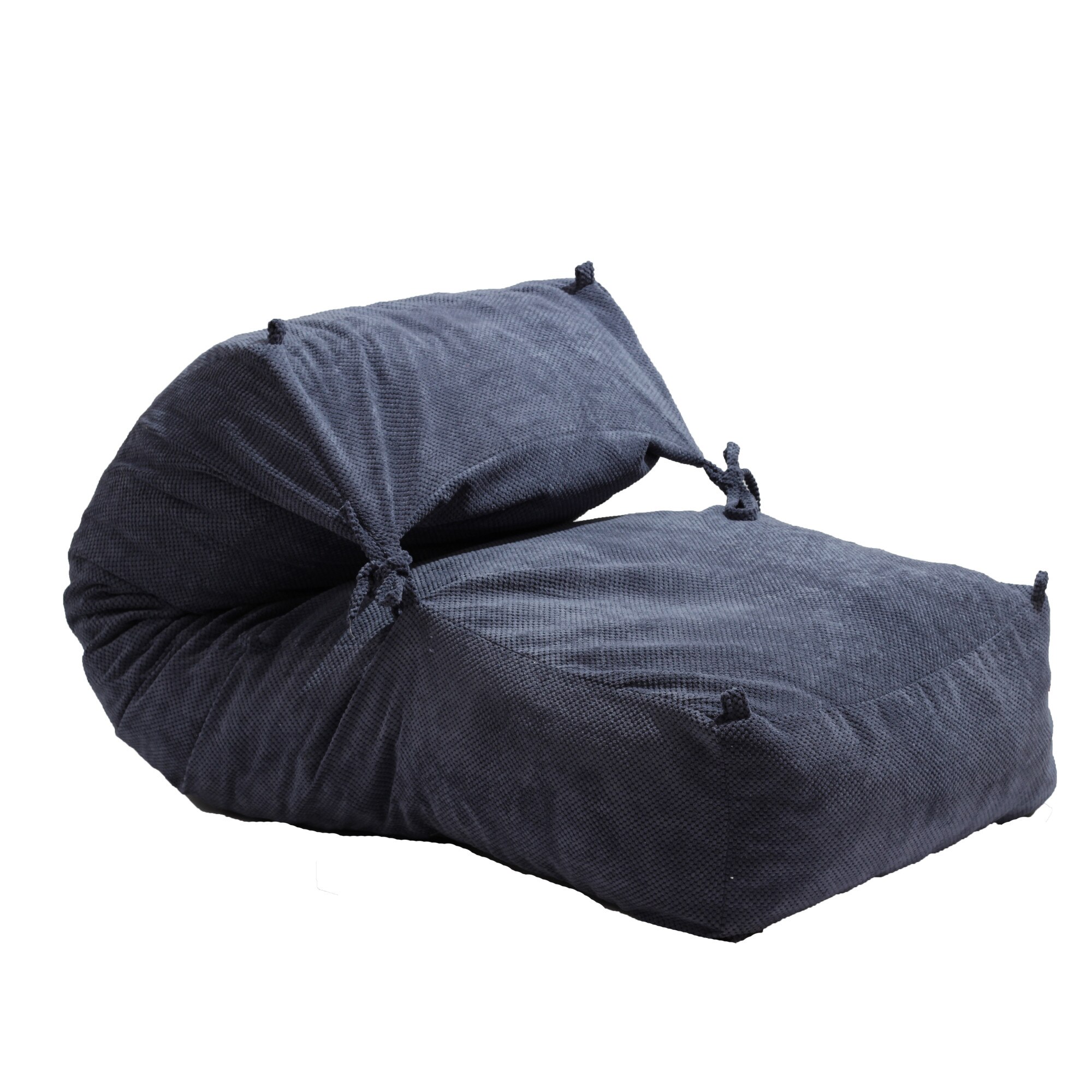 Fotoliu Pufrelax Yoga XL - Dusty Blue (Gama Plush Honey) umplut cu fulgi de burete memory mix®