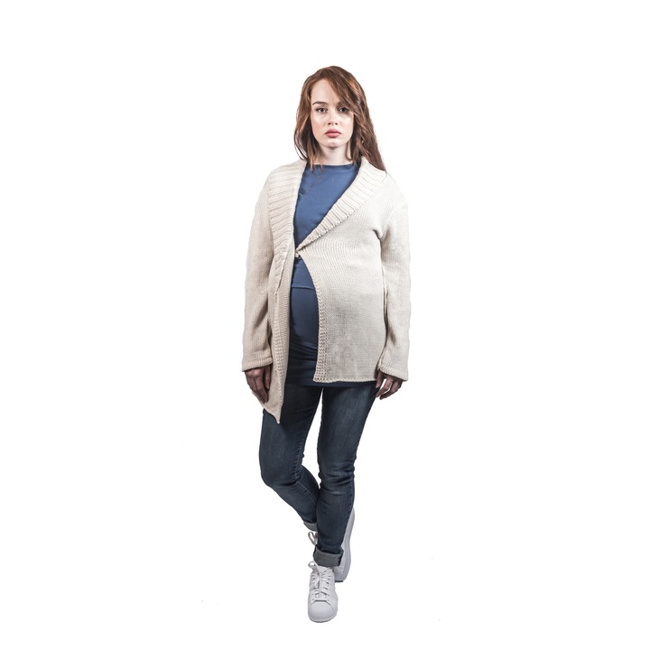 Cardigan Maternitate Wrap Over - gri inchis, Bej