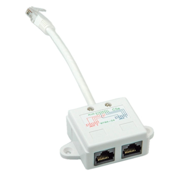 Y адаптер, 1x RJ-45 M към 2x RJ-45 F, UTP