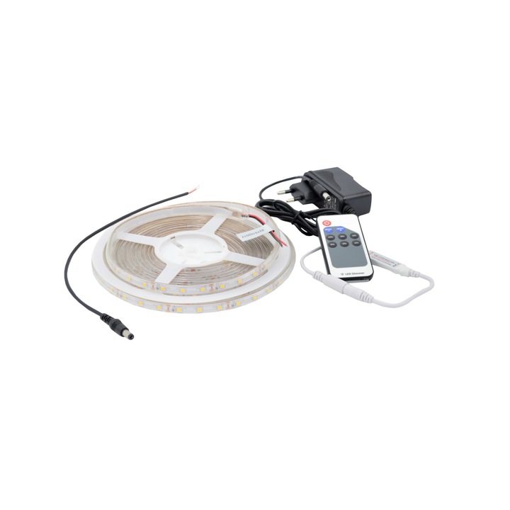 Kit Banda LED 3528 IP65 60 leduri/metru 5 metri lumina calda + alimentare + controller