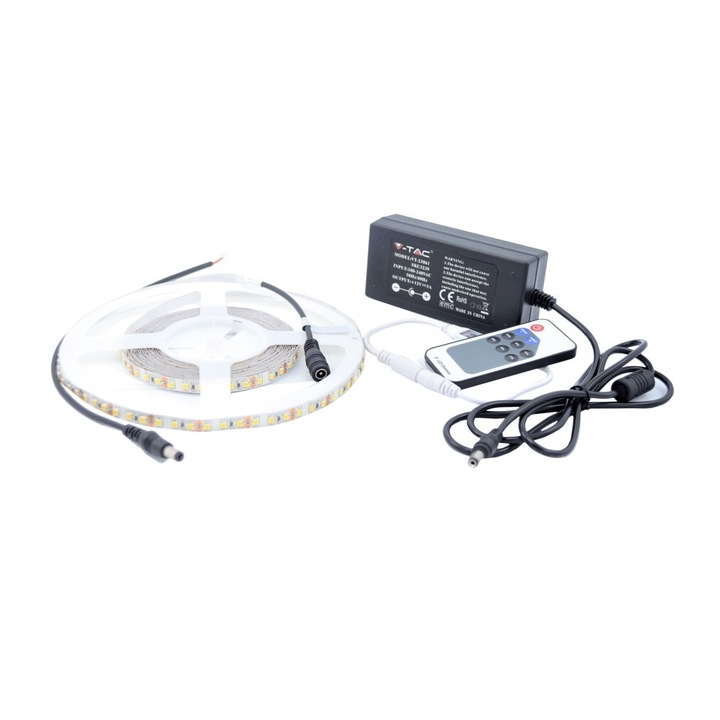 Kit Banda LED 3528 120 leduri/metru 5 metri lumina rece + alimentare + controller