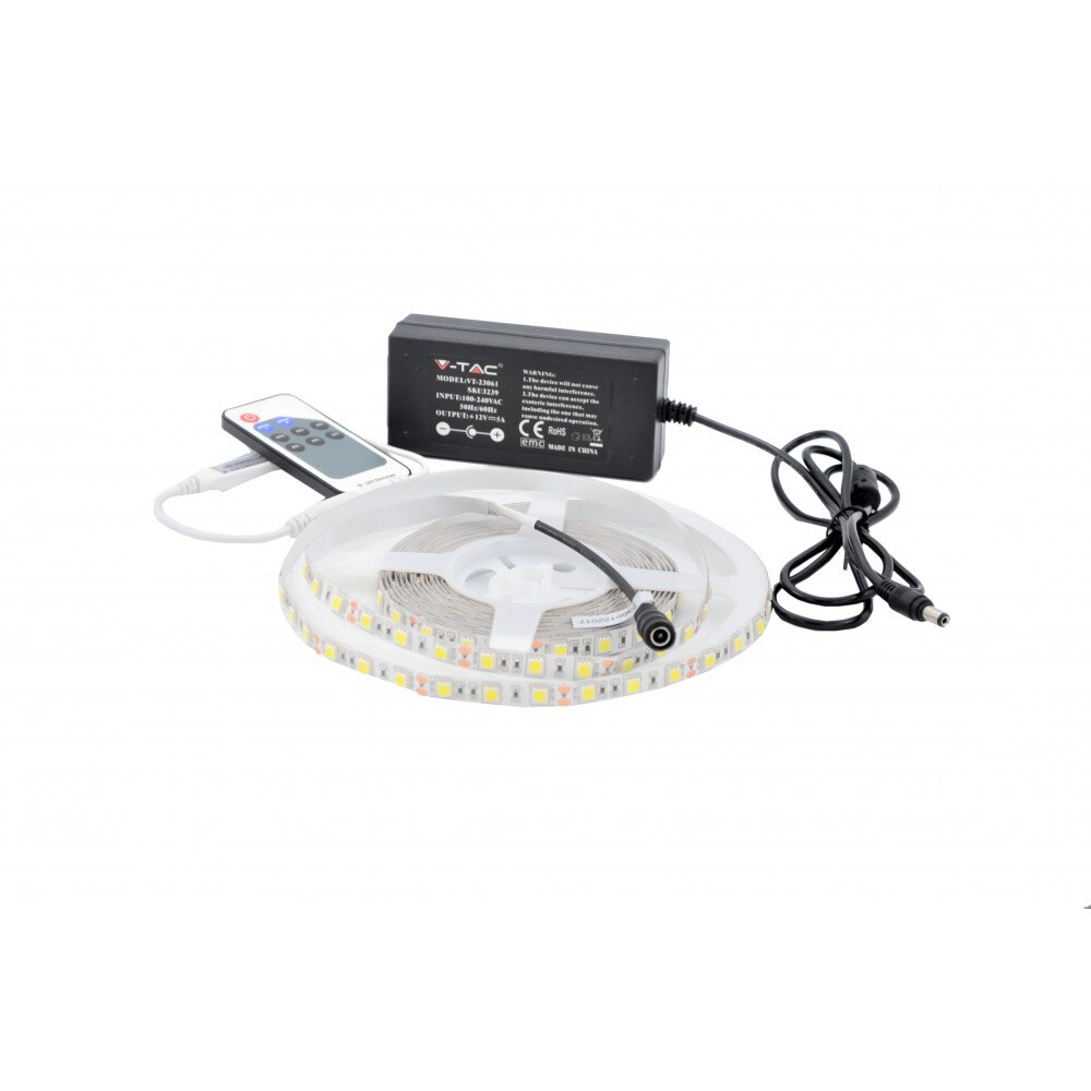 Kit Banda Led 5050 60 Leduri Metru 5 Metri Lumina Naturala Alimentare