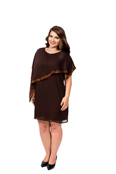 Rochie Ciocolate PLUS Size, maro inchis, marimea 48/50 Rochie Ciocolate PLUS Size, maro inchis, marimea 48/50