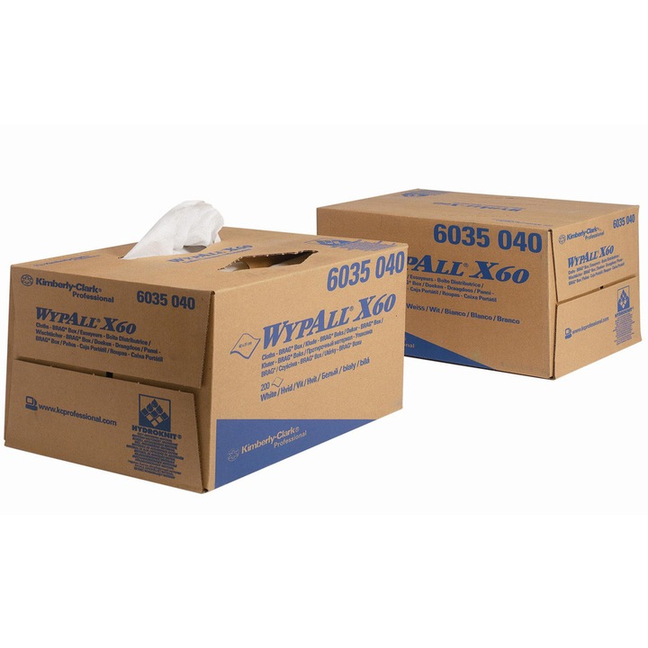 Kimberly-Clark 6035 WYPALL X60 törlőkendő, fehér (200 lap/doboz)
