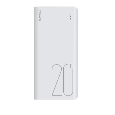 Baterie externa portabila Romoss Sense 6+, 20000 mAh, 18W, 2x USB, Type C, QuickCharge 3.0, Alb