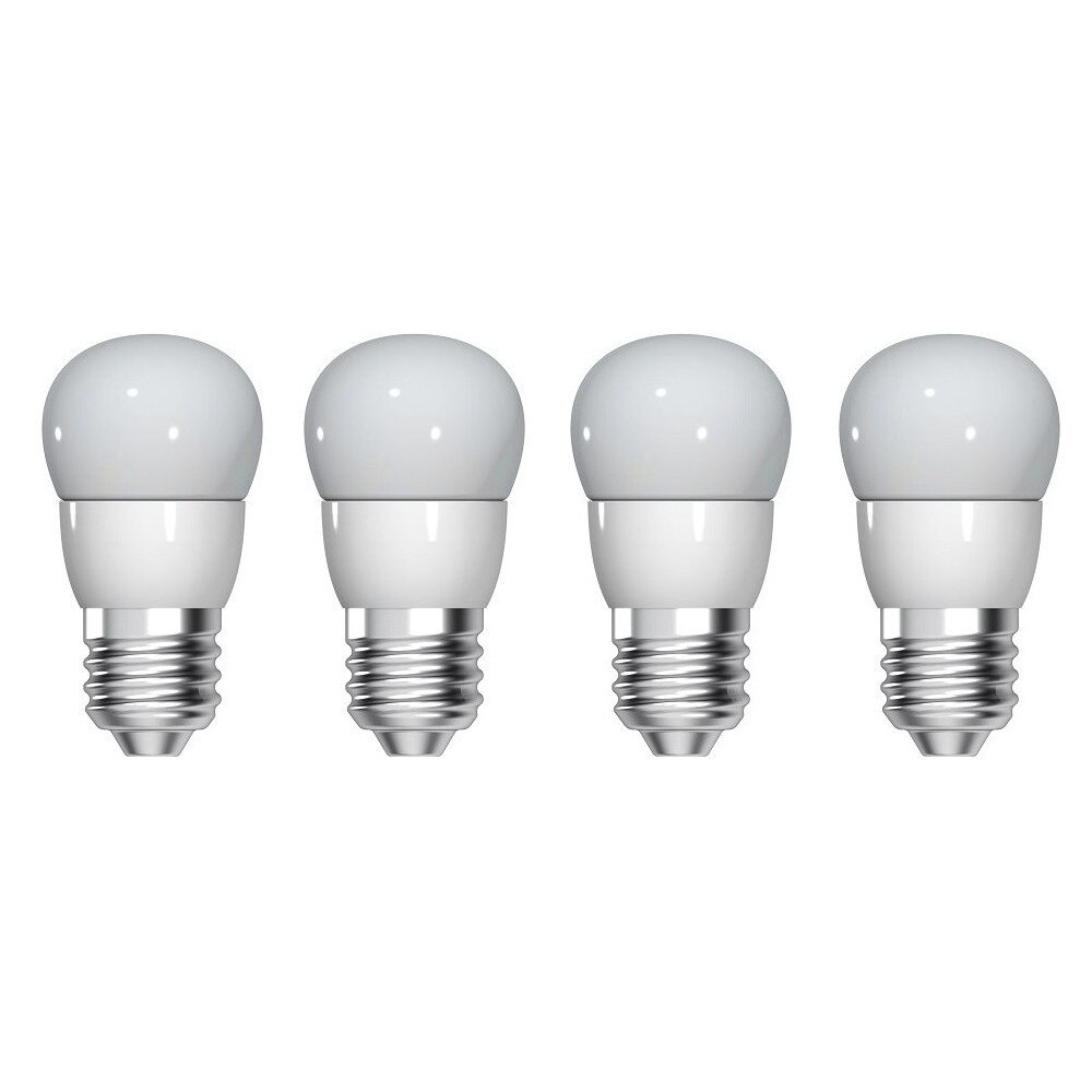 Pachet 4 buc LED General Electric sferic, 3.5W (25W), E27, 250 lm, A+, 15.000 ore, lumina calda, ne-dimabil
