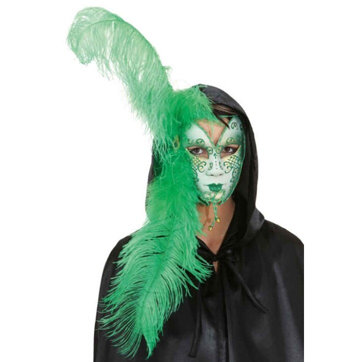 Masca cu pene Clubman alb/verde