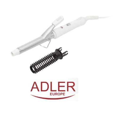 Ondulator de par Adler cu invelis ceramic, tambur 19mm, incalzire rapida pentru bucle luxuriante, alb