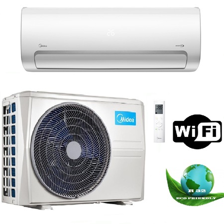 Aparat de aer conditionat Midea Mission II R32 MB-24N8D0-MB-24N8D0 Full DC Inverter 24000 BTU, Clasa A++, Auto-diagnoza, Sistem dublu purificare, Triplu confort, Functia Super Cool, Wi-FI