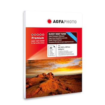 Hartie dublu lucioasa fata-verso A4 (210x297) AGFA PHOTO (dual side super glossy) greutate 220g/mp - pachet 20 coli Hartie dublu lucioasa fata-verso A4 (210x297) AGFA PHOTO (dual side super glossy) greutate 220g/mp - pachet 20 coli