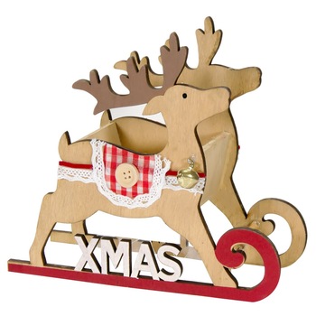 Figurina decorativa, Zola®, din lemn, pentru sarbatori, model ren , 'Xmas', 18x6x17 cm Figurina decorativa, Zola®, din lemn, pentru sarbatori, model ren , 'Xmas', 18x6x17 cm