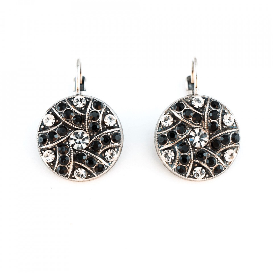 Cercei placati cu Argint 925, Cristale Swarovski, Check Mate by Roxannes - Mariana Jewellery, Negru/Cristal Transparent 1059-280-1SP6