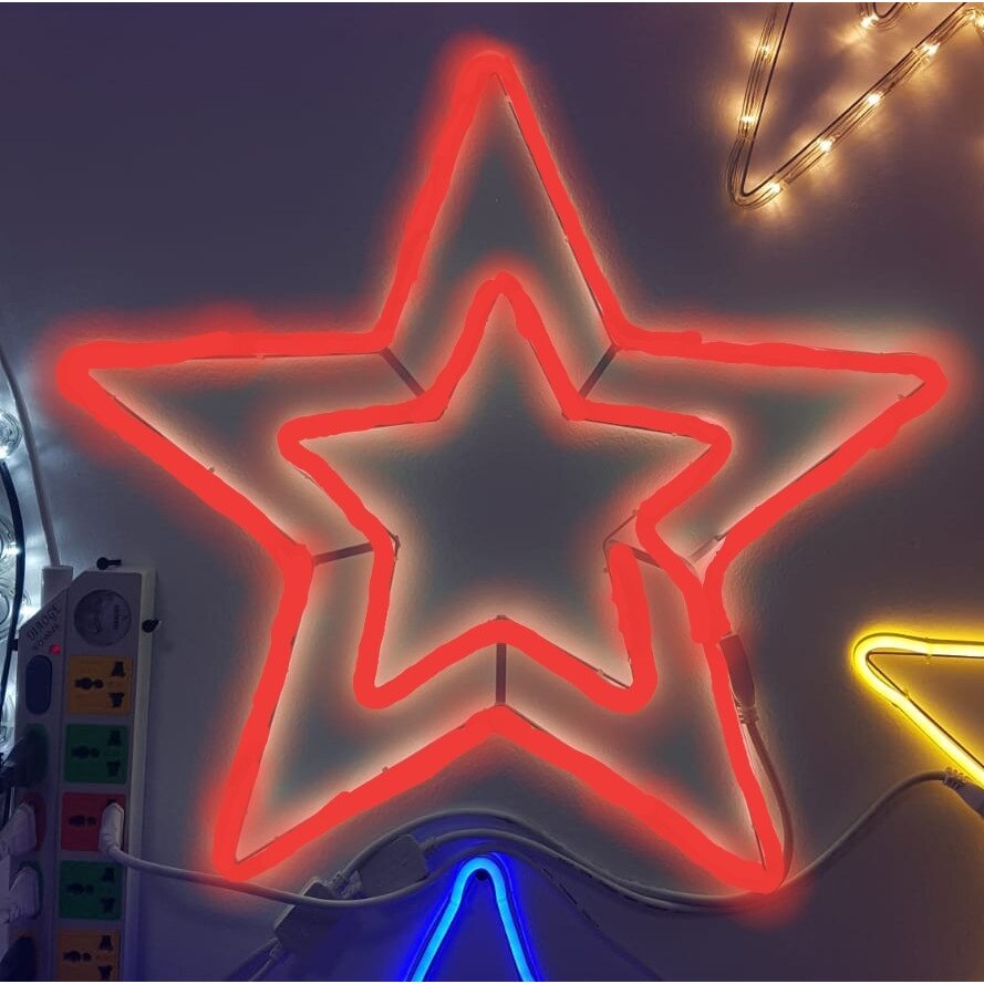 Instalatie de Craciun, Figurina Neon flex Stea Rosu SDX Z9606R, Figurina luminoasa neon flexibil