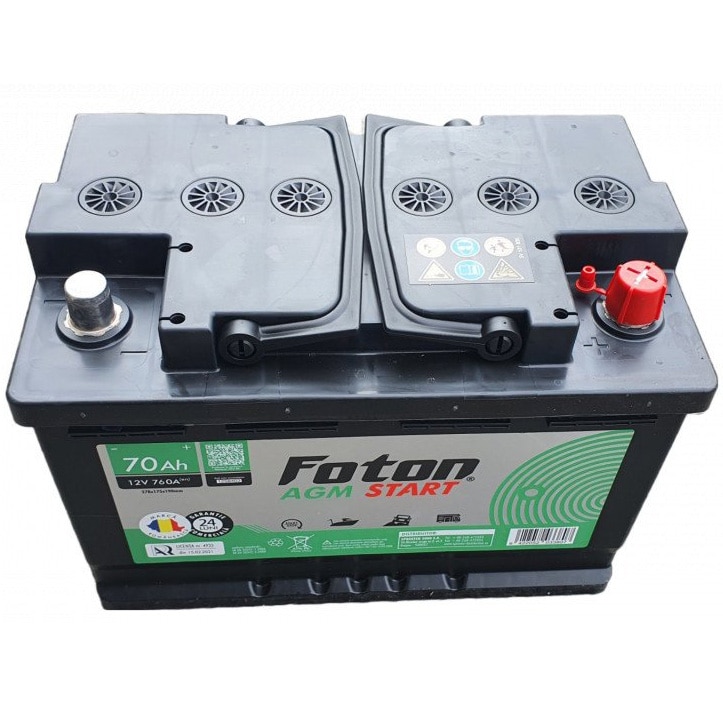 Акумулатор Foton Start AGM, 70Ah, 760A, Start&Stop 
