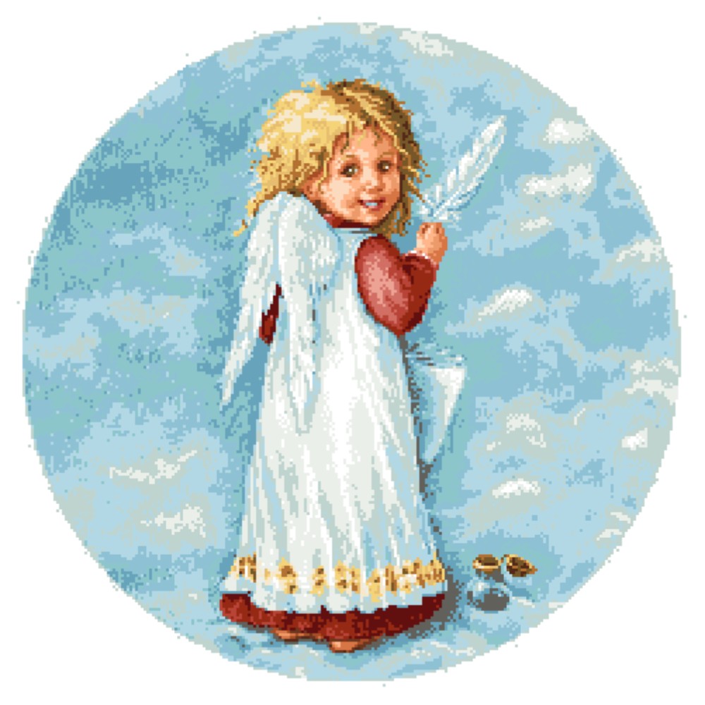 Goblen Ingerul faptelor bune, Rogoblen, kit cu diagrama color, 25x25 cm, bumbac