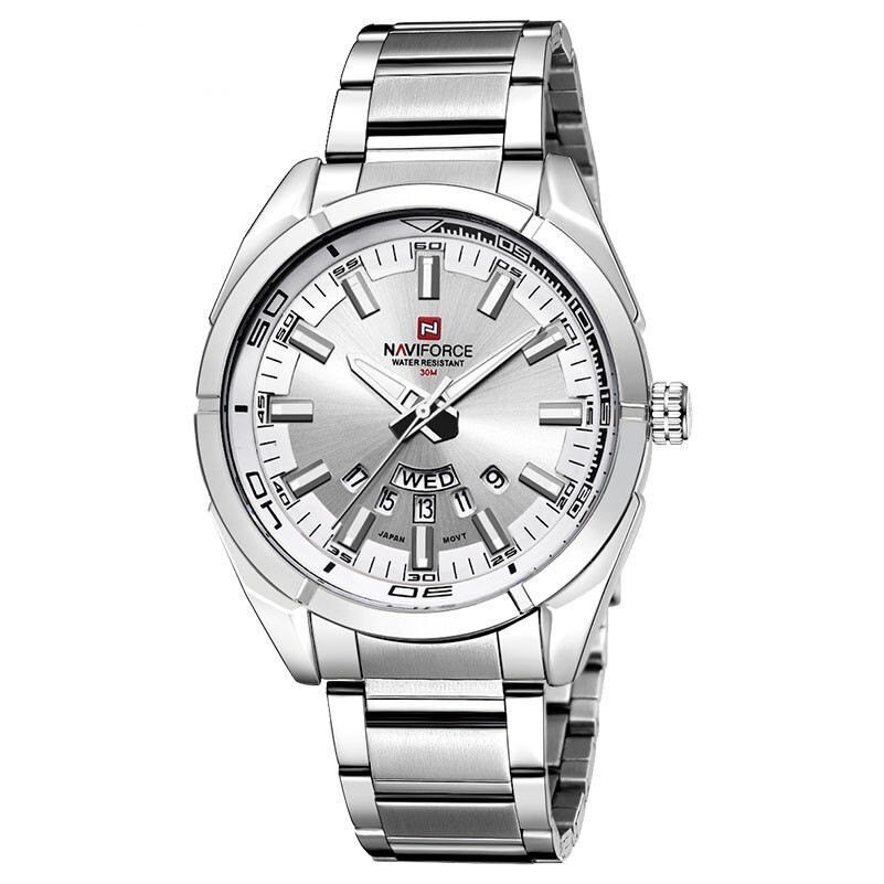 Ceas barbatesc Naviforce afisaj data - argintiu