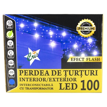 Instalatie turturi cu flash 100 led Cris, interconectabila, 4.75 m + 5 m, lumina albastra Instalatie turturi cu flash 100 led Cris, interconectabila, 4.75 m + 5 m, lumina albastra