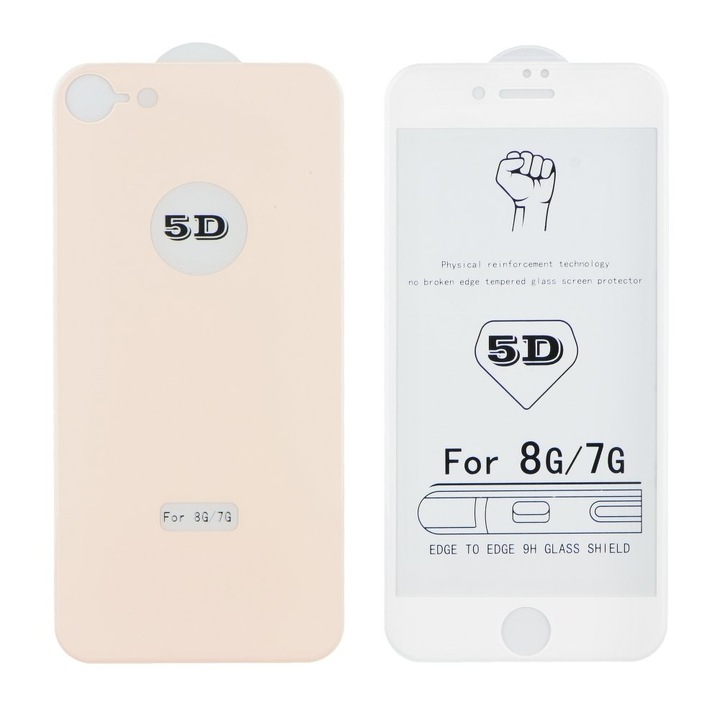 5D Full Glue ultravékony, kerekített éleket is lefedő kijelzővédő üvegfólia - Apple iPhone 8 ( front+back ) 4,7" rose