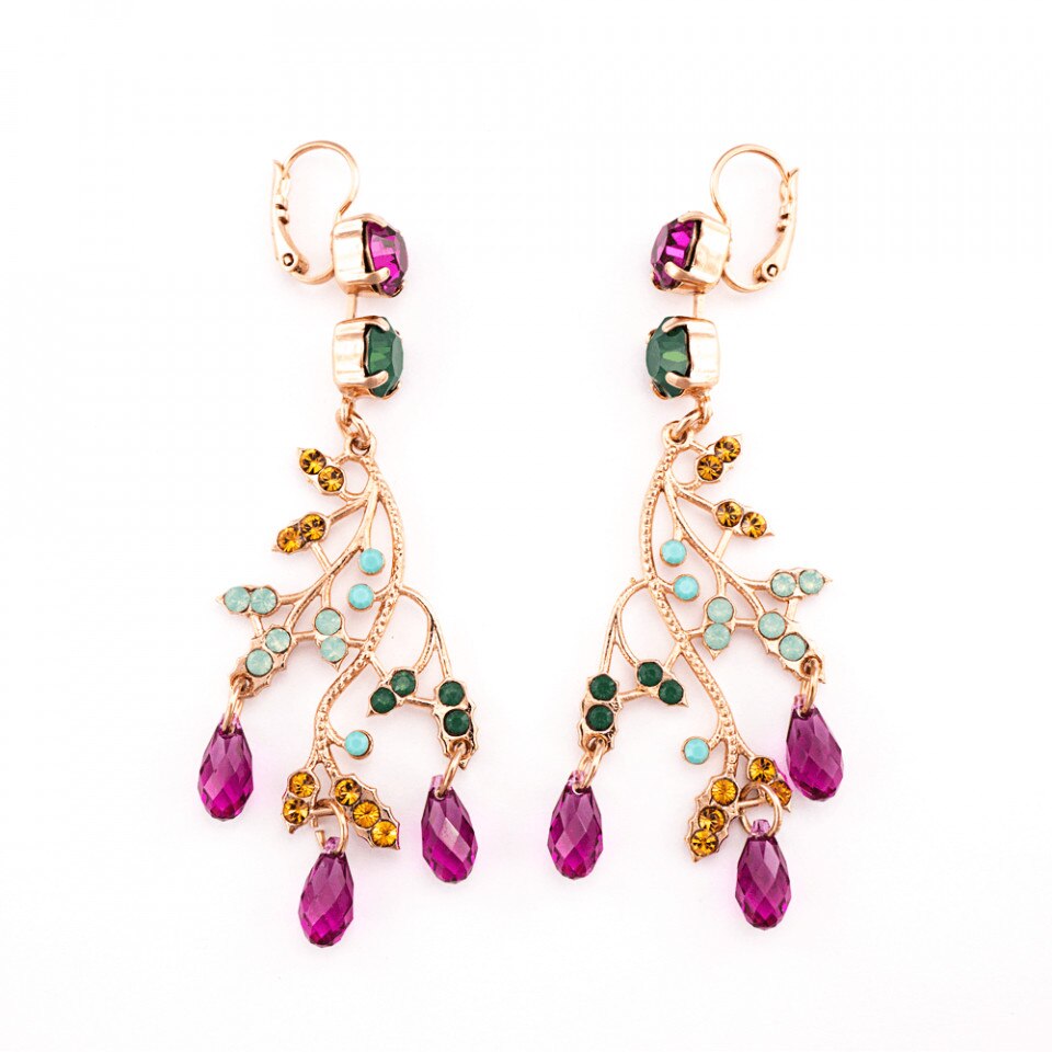 Cercei placati cu Aur roz de 24K, Cristale Swarovski, Happy Days by Roxannes - Mariana Jewellery, Multicolor 1155/1-1007RG6