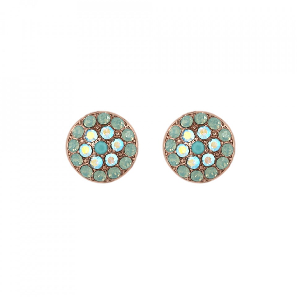 Cercei placati cu Aur roz de 24K, Cristale Swarovski, Cindy by Roxannes - Mariana Jewellery, Turquoise 1416-2677RG2