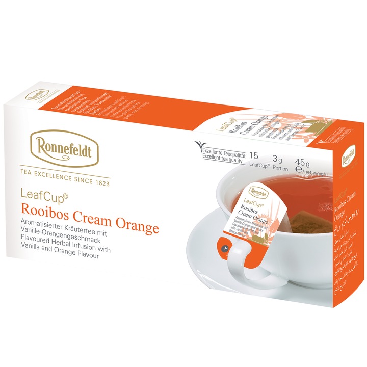 Infuzie plante Leafcup® Rooibos Cream Orange, 15 pliculete, 45 g
