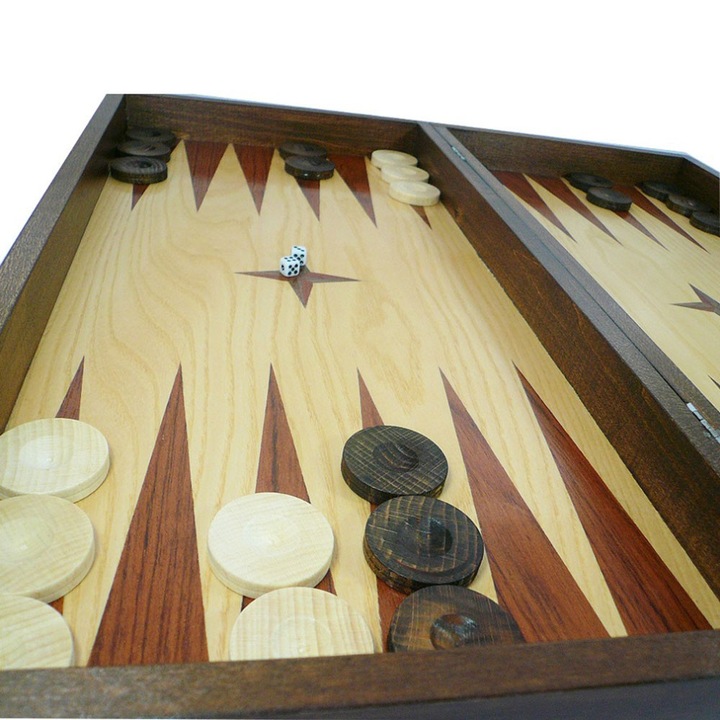 Комплект за шах и табла ORESHAK, модел Уникални вариации, естествен фурнир джатоба, 48/48 см, светла основа