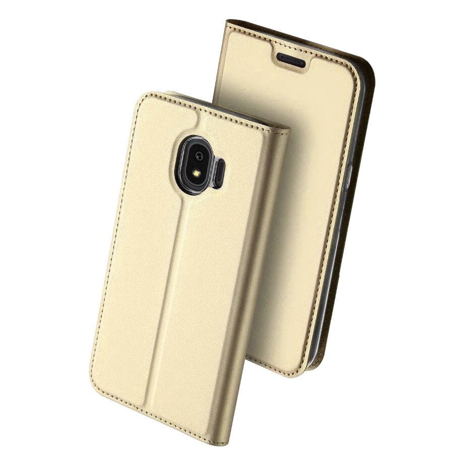 Husa carte flip wallet Dux Ducis pentru Samsung Galaxy J4 2018, auriu