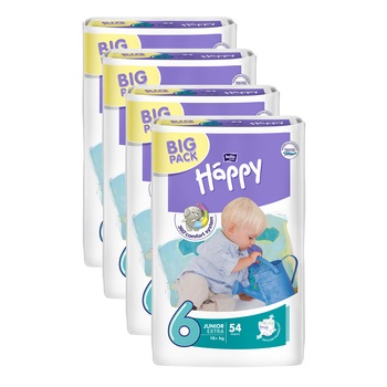 Pachet promo Happy scutece Junior Extra 54x4 Pachet promo Happy scutece Junior Extra 54x4