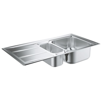 Chiuveta Grohe K400+ 31569SD0, 950 x 480 mm, 2 cuve, picurator, reversibila, montare pe blat, evacuare automata, kit montaj si evacuare inclus, Otel cromat Chiuveta Grohe K400+ 31569SD0, 950 x 480 mm, 2 cuve, picurator, reversibila, montare pe blat, evacuare automata, kit montaj si evacuare inclus, Otel cromat