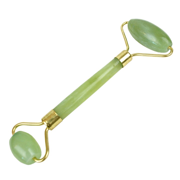 Aparat pentru masaj facial si corporal, jad, 2 role, multifunctional, verde