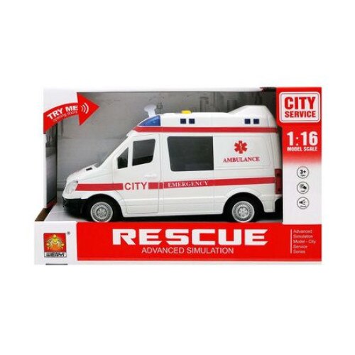 Masina de jucarie iMK Toys, ambulanta cu sunete si lumini, scara 1:16