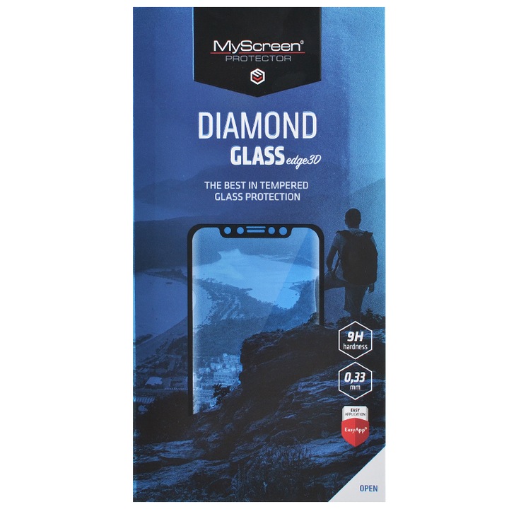 Myscreen diamond glass edge képernyővédő üveg, 3d, 0.33mm, 9h, fekete, kompatibilis: Huawei P40 Pro+ 5G / P40 Pro 5G