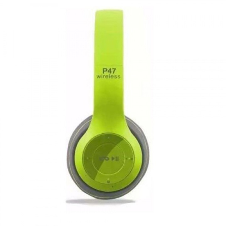 Безжични Bluetooth слушалки P47 Wireless, FM радио, MP3 player, Вграден микрофон, Micro SD вход, 4.2+EDR, Зелени
