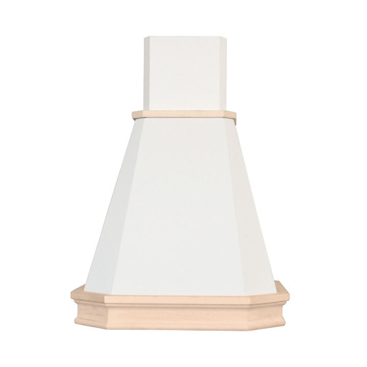 Hota Rustica Pyramis RUSTIC CHIMNEY EL60, 368mc/h, 60cm, finisaj bej, rama decorativa din lemn natur