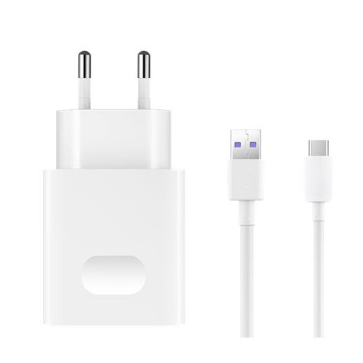 Huawei hálózati töltő usb aljzat, 22.5w, gyorstöltő + type-c kábel, fehér, bulk