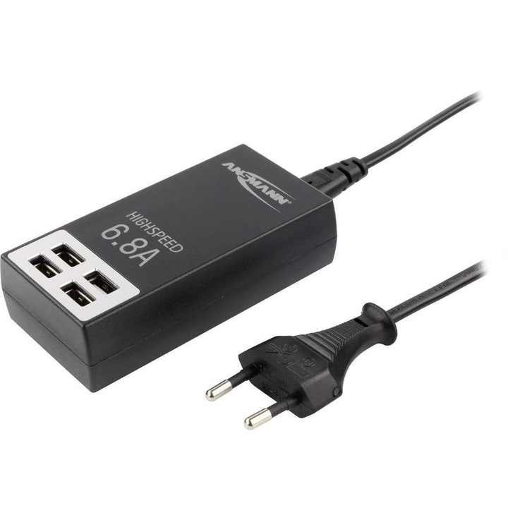 Hálózati USB-s töltő, max. 6800 mA, 4 x USB alj, Ansmann 1001-0032
