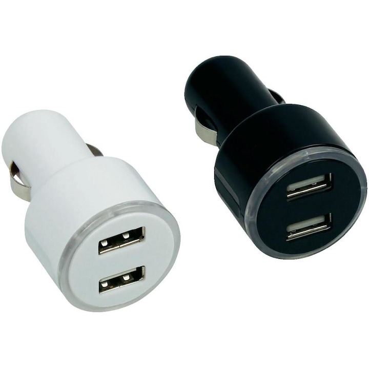 Szivargyújtó adapter, USB töltő, kettős aljzattal 2,1A Cartrend 80257