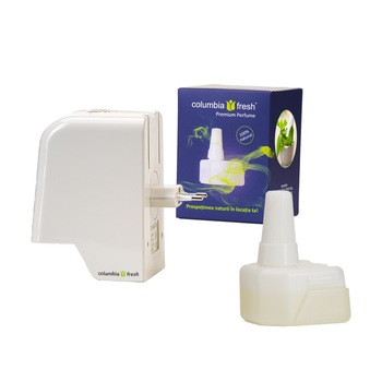 Pachet Columbia Fresh - difuzor + rezerva odorizant aromaterapie cu ulei esential de menta Pachet Columbia Fresh - difuzor + rezerva odorizant aromaterapie cu ulei esential de menta