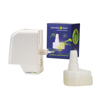 Pachet Columbia Fresh - difuzor + rezerva odorizant aromaterapie cu ulei esential de pin Pachet Columbia Fresh - difuzor + rezerva odorizant aromaterapie cu ulei esential de pin