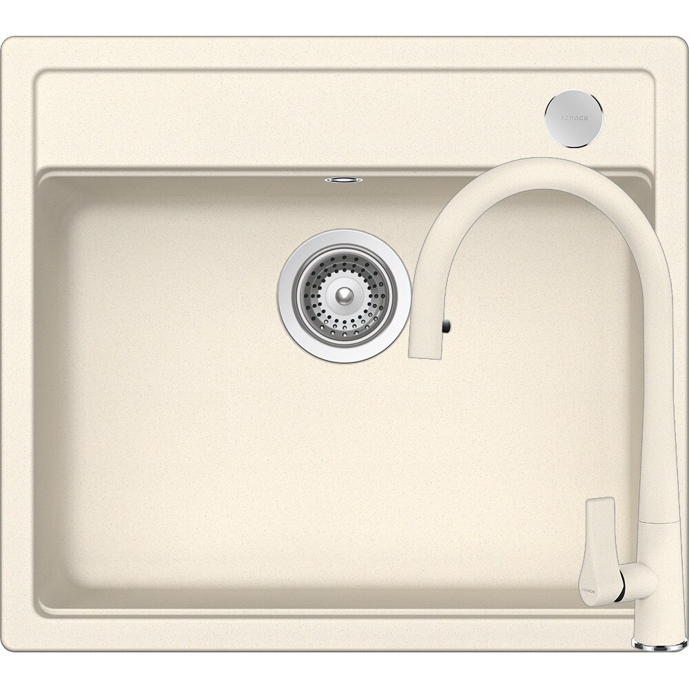 Kit chiuveta Schock Mono N-100 570 x 510 mm si baterie Schock Gota cu Dus Extractibil Magnolia Cristadur