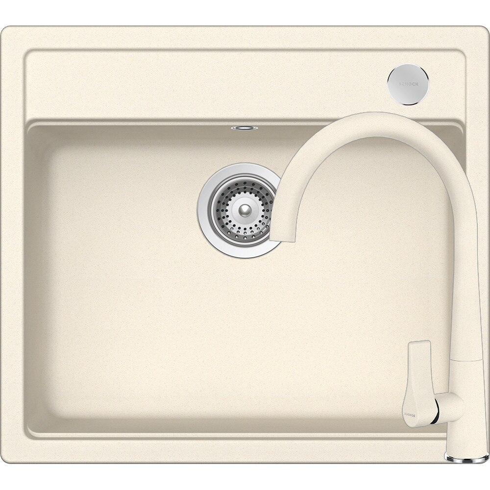 Kit chiuveta Schock Mono N-100 570 x 510 mm si baterie Schock Gota Magnolia Cristadur