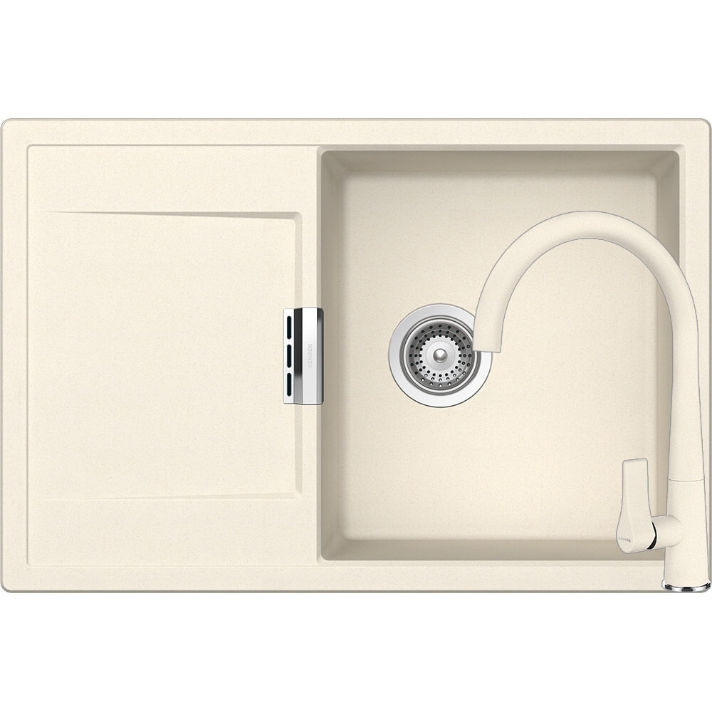 Kit chiuveta Schock Mono D-100 765 x 510 mm si baterie Schock Gota Magnolia Cristadur