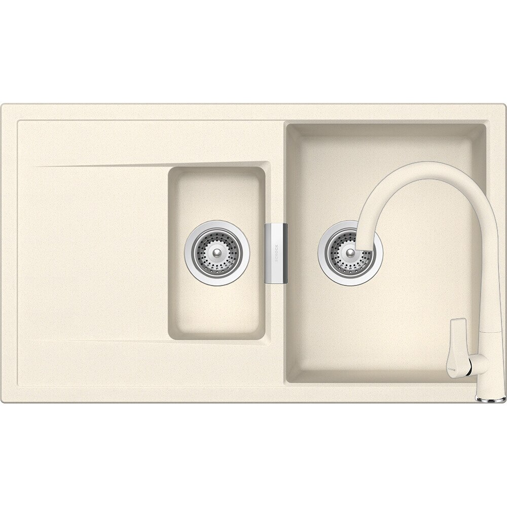Kit chiuveta Schock Mono D-150 860 x 510 mm si baterie Schock Gota Magnolia Cristadur