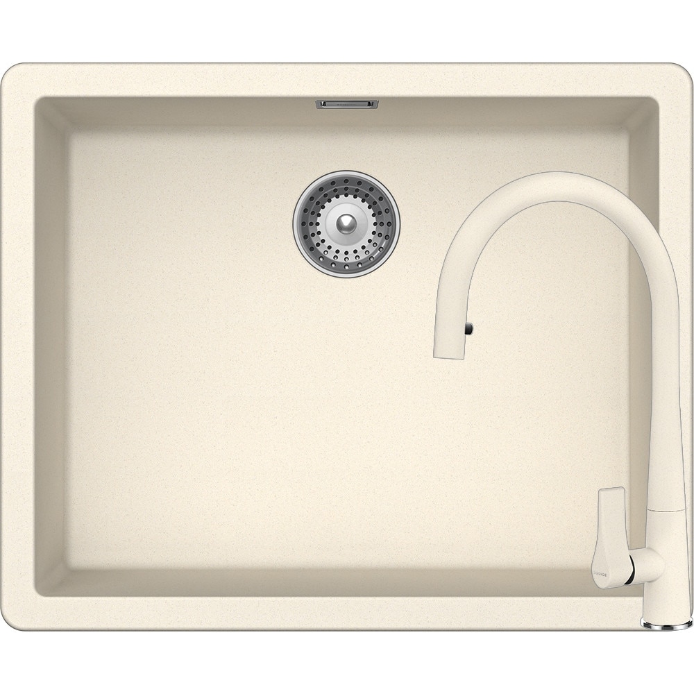 Kit chiuveta Schock Greenwich N-100L 556 x 456 mm si baterie Schock Gota cu Dus Extractibil Magnolia Cristadur