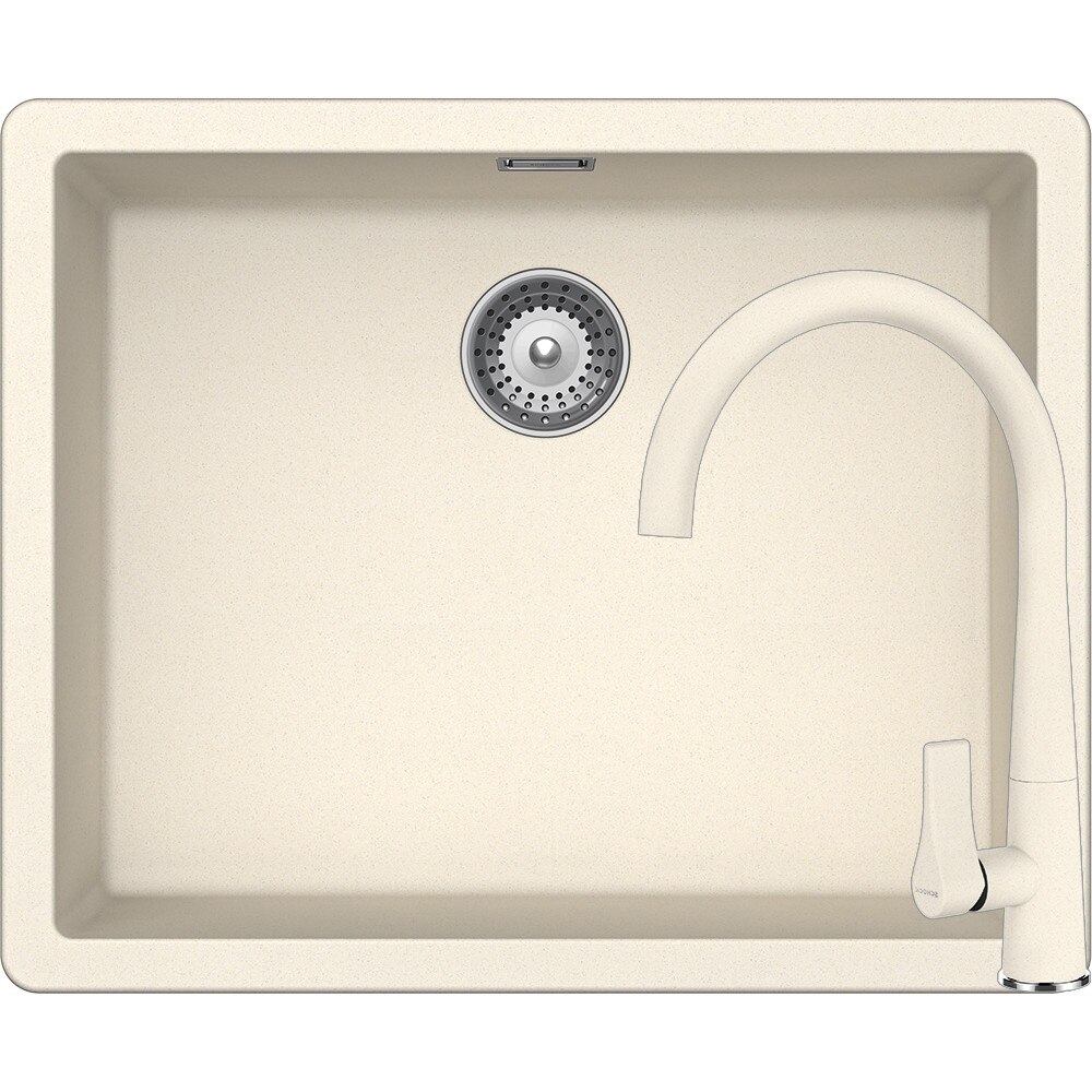 Kit chiuveta Schock Greenwich N-100L 556 x 456 mm si baterie Schock Gota Magnolia Cristadur