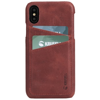 Husa de protectie Krusell Sunne Cover 2 Card pentru Apple iPhone XS, Leather Vintage Red Husa de protectie Krusell Sunne Cover 2 Card pentru Apple iPhone XS, Leather Vintage Red