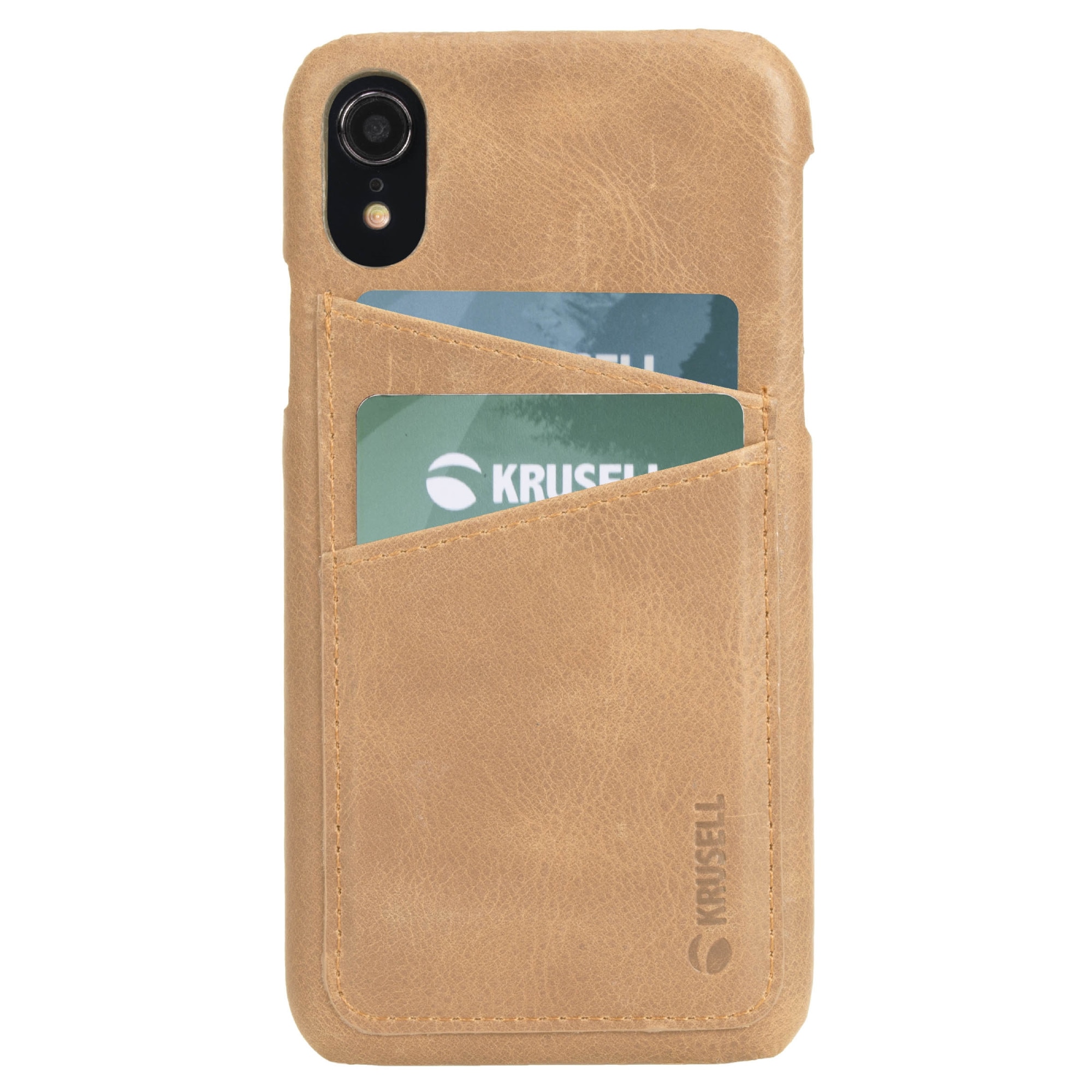 Husa de protectie Krusell Sunne Cover 2 Card pentru Apple iPhone XR, Leather Vintage Nude
