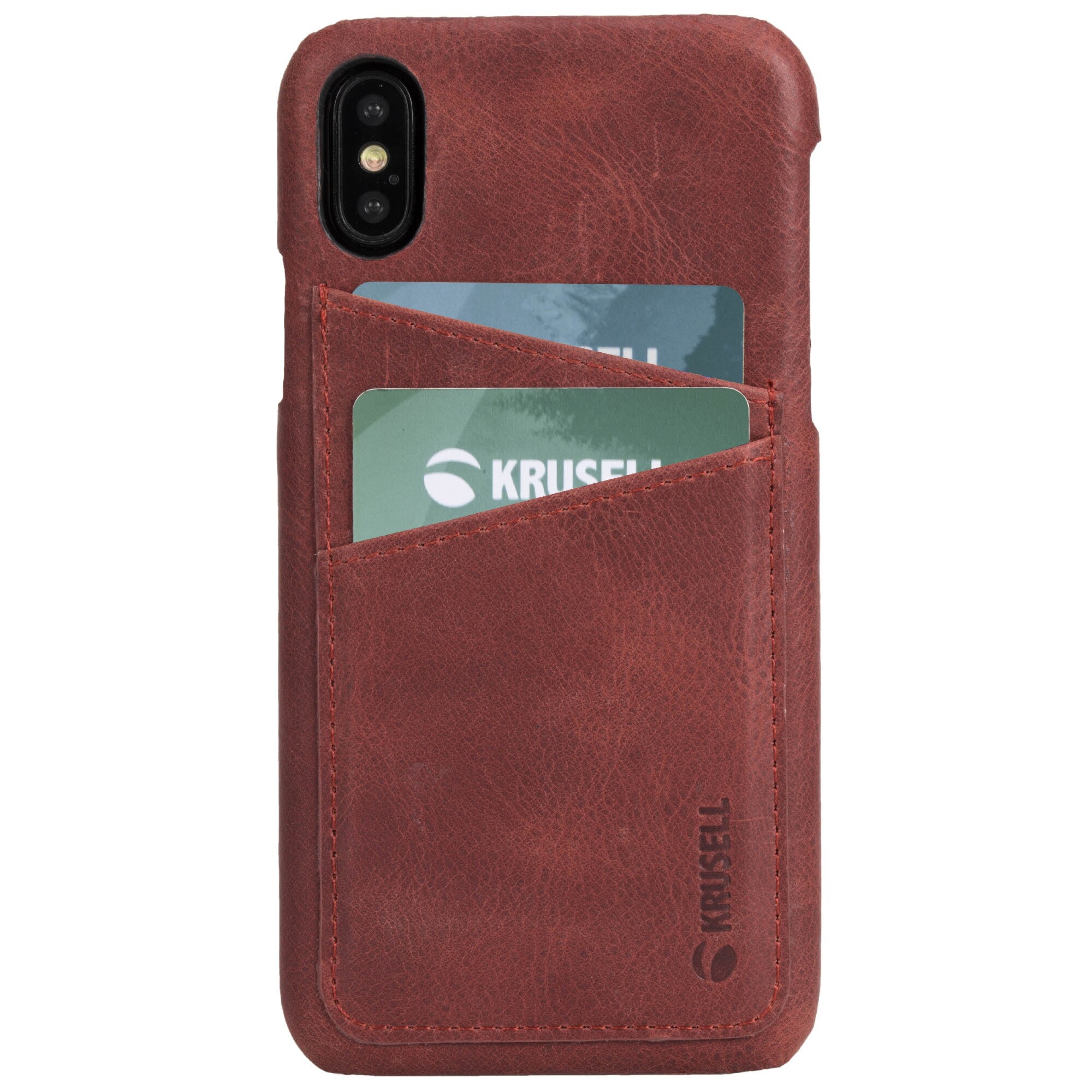 Husa de protectie Krusell Sunne Cover 2 Card pentru Apple iPhone XS Max, Leather Vintage Red