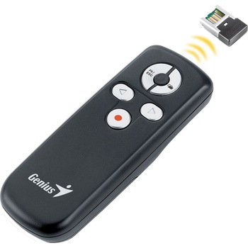 Presenter Media Pointer 100 Genius, 2.4 GHz, 10 m, USB, negru Presenter Media Pointer 100 Genius, 2.4 GHz, 10 m, USB, negru